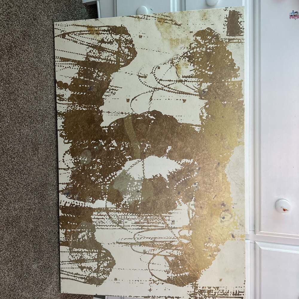 Abstract Gold and White Textured Wall Art
